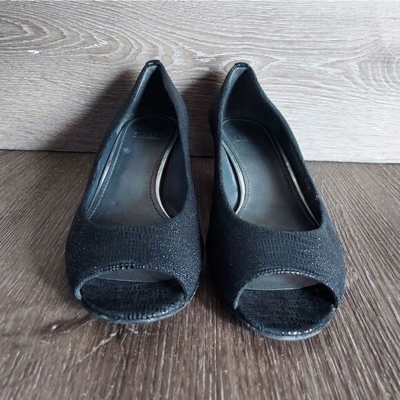 Stuart Weitzman Lizette Demi-Wedge Peep-Toe Pump, Black - Picture 2 of 11